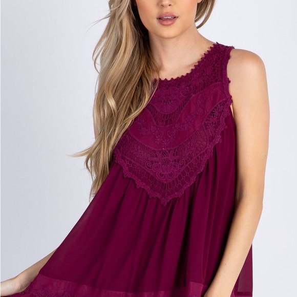 New Lace Boho Chiffon Babydoll Crochet Sleeveless Top - Picture 6 of 7